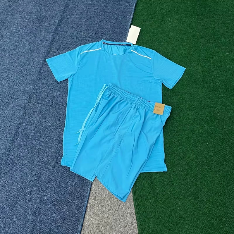 Men'S Quick Dry Short Sleeve T-Shirt and Running Shorts Set Breathable Athletic Wear for Gym Training T-Shirt Set Wholesale