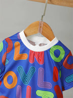 Wholesale Children Casual Boys Outfit Letter Print T-Shirt Short Set Cute Boys 2Pcs Clothing Sets