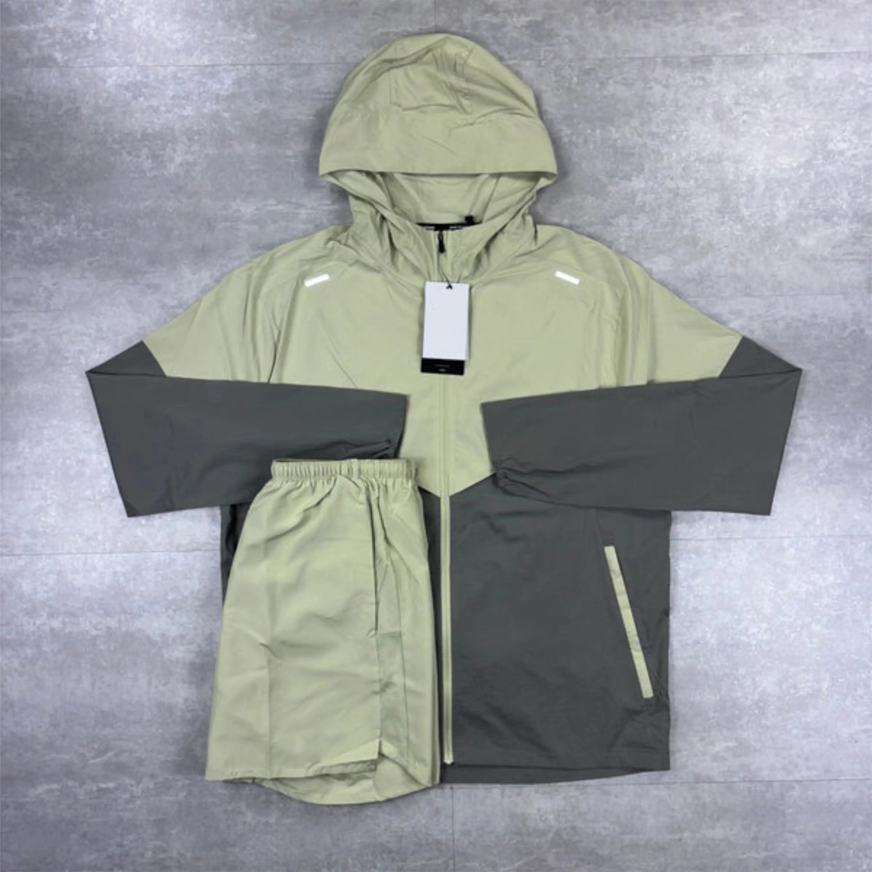 2026 Customizable Men'S Printed Nylon Breathable Windbreaker Suit Wholesale Short Sets Full Zip Streetwear for Winter