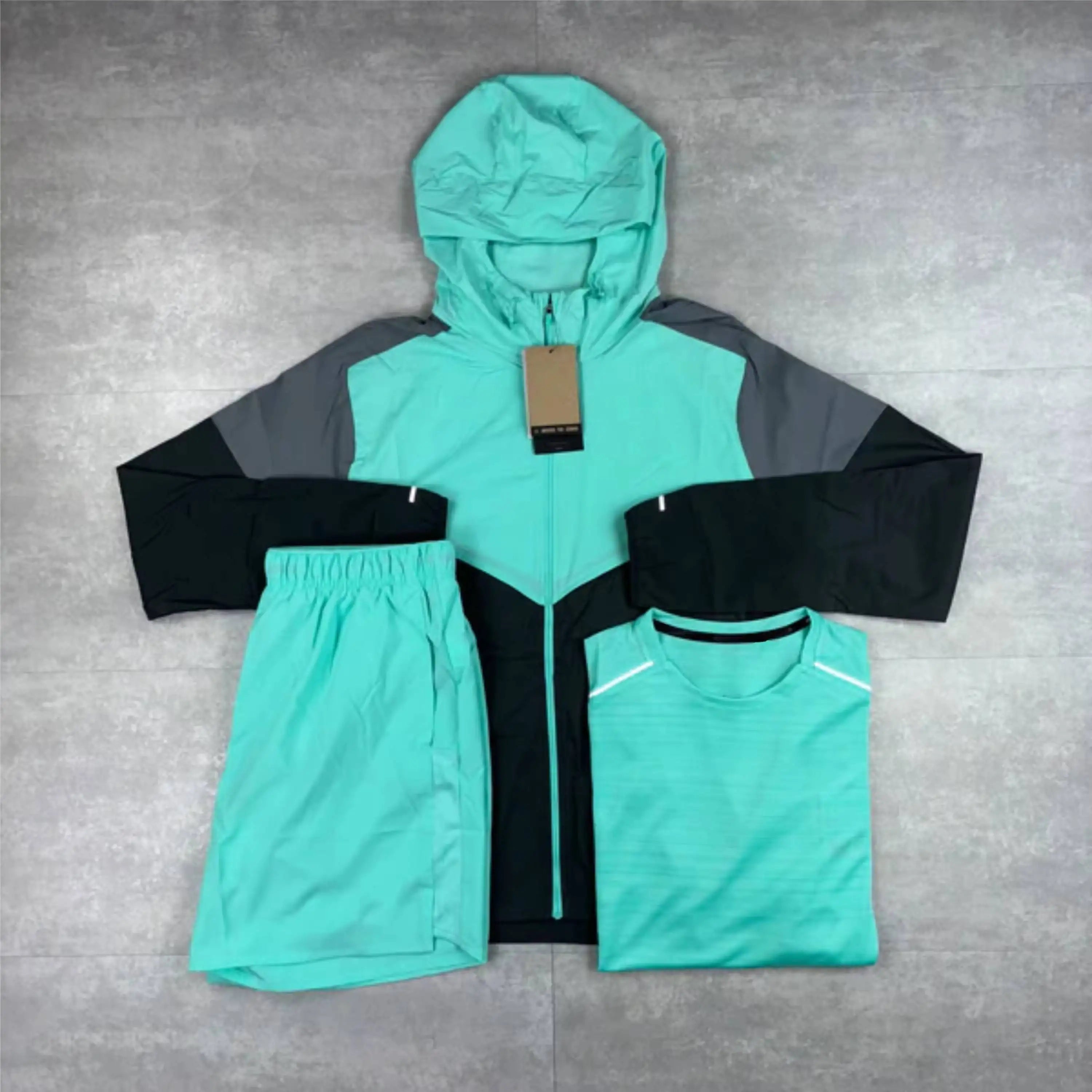 Windbreaker Set Men'S Breathable Sustainable Veste Running Printed Color Blocked Embroidered Nylon Tracksuit