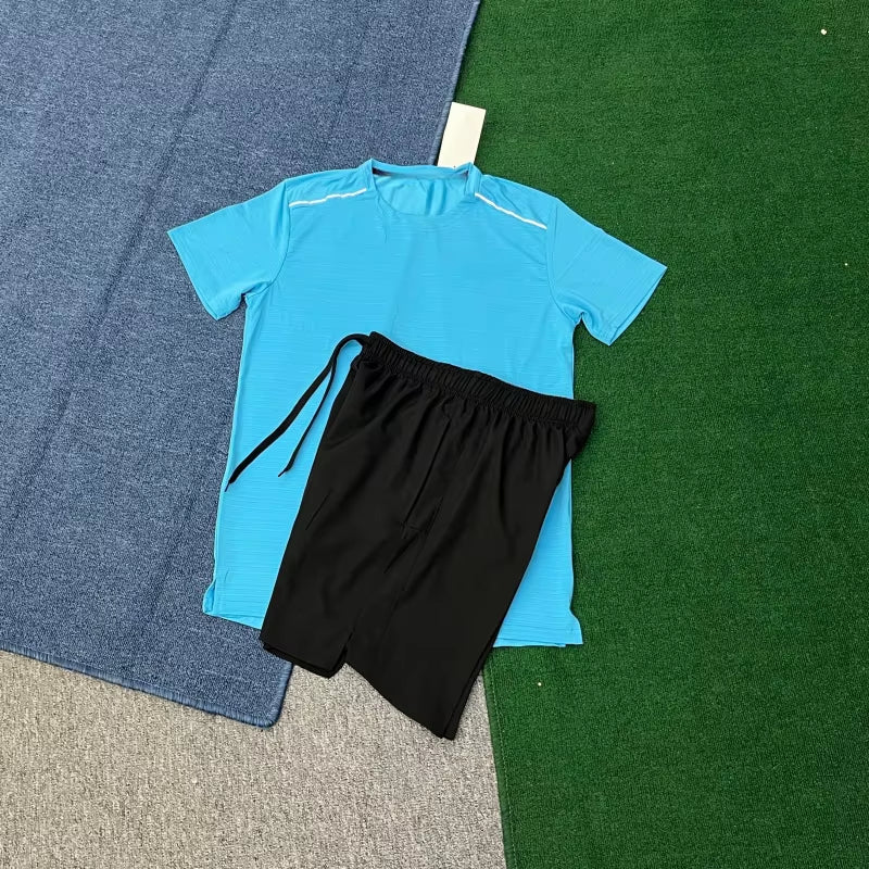 Men'S Quick Dry Short Sleeve T-Shirt and Running Shorts Set Breathable Athletic Wear for Gym Training T-Shirt Set Wholesale